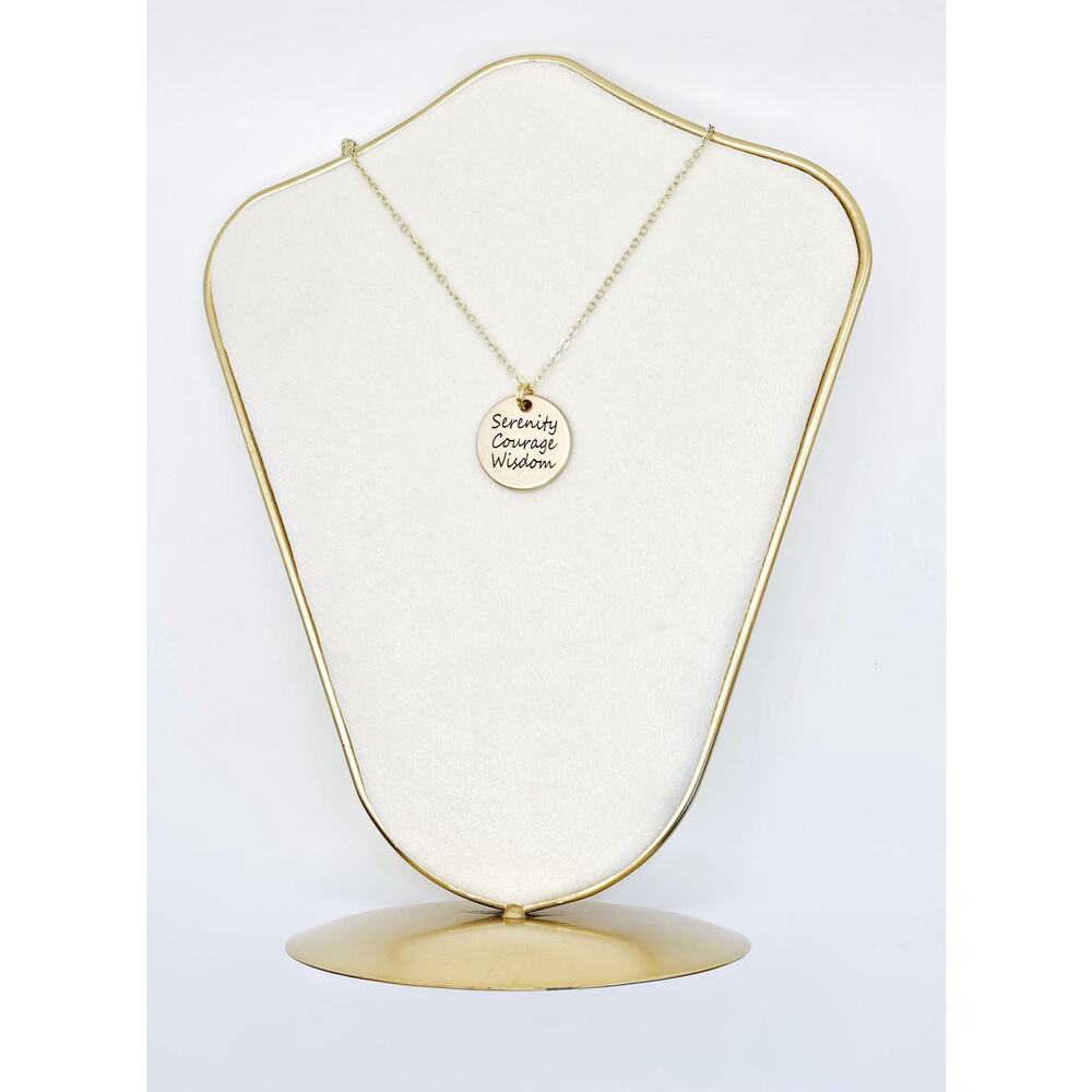 Matte Gold Serenity Prayer Necklace Courage Wisdom 12 Step AA NA Recovery Unique